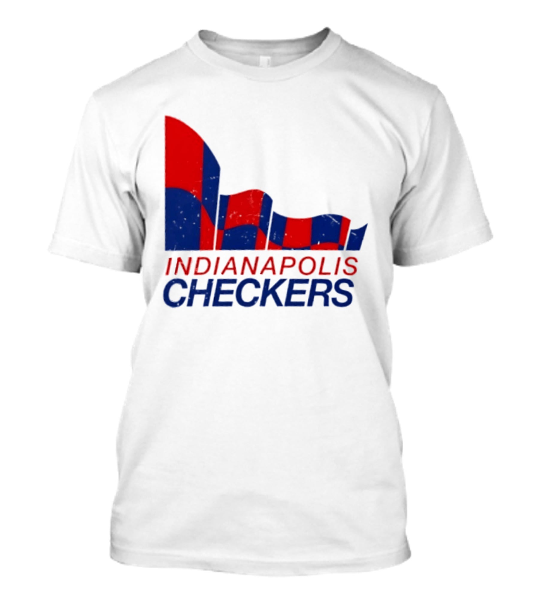 Indianapolis Checkers Vintage Hockey Team Red And Blue Flag T-Shirt