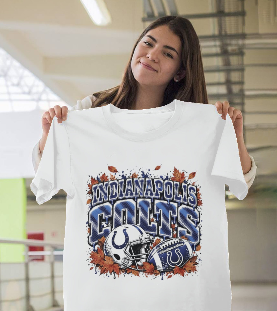 Indianapolis Colts Football Helmet Autumn Leaves 2026 T-Shirt