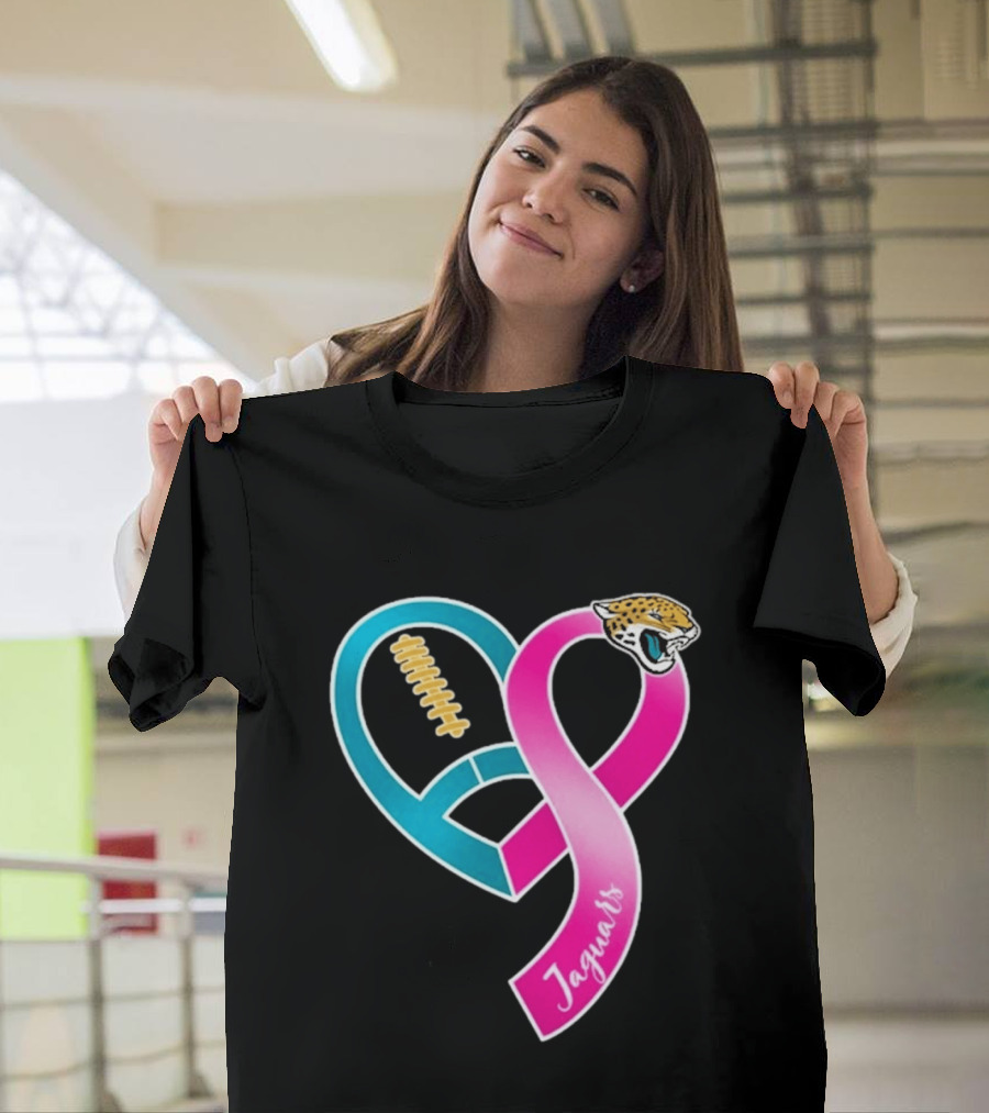 Jacksonville Jaguars Breast Cancer Awareness Heart Ribbon 2026 T-Shirt