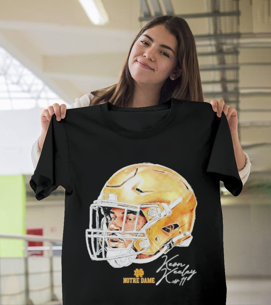 Keon Keeley 11 Notre Dame Football Helmet Swag T-Shirt