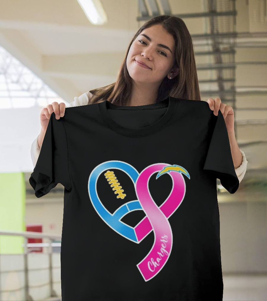 Los Angeles Chargers Breast Cancer Awareness Heart Ribbon 2026 T-Shirt