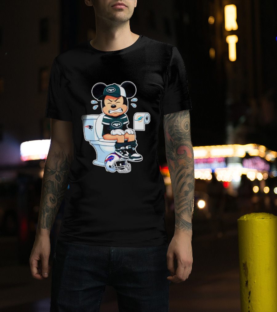 Mickey Jets Toilet Frustration Patriots Dolphins Bills Rivalry T-Shirt