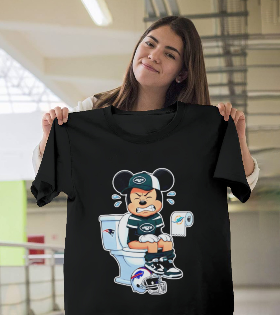 Mickey Jets Toilet Frustration Patriots Dolphins Bills Rivalry T-Shirt