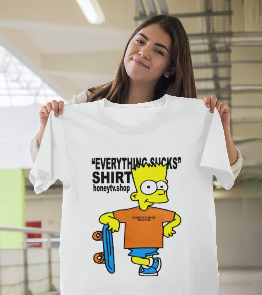Bart Simpson Everything Sucks Skateboard Homage The Simpsons T-Shirt