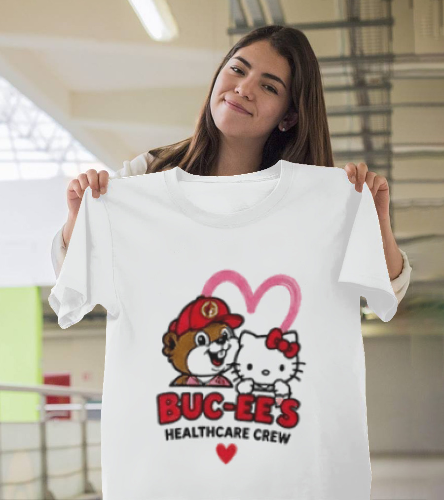 Buc Ee's Hello Kitty Caring Hearts Healthcare Crew T-Shirt