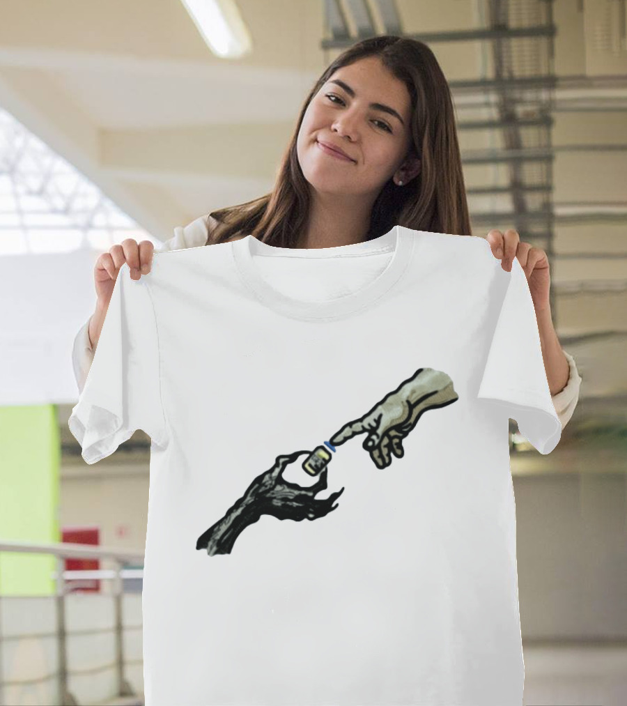 Michelangelo Creation Of Adam Vaccine Hand T-Shirt