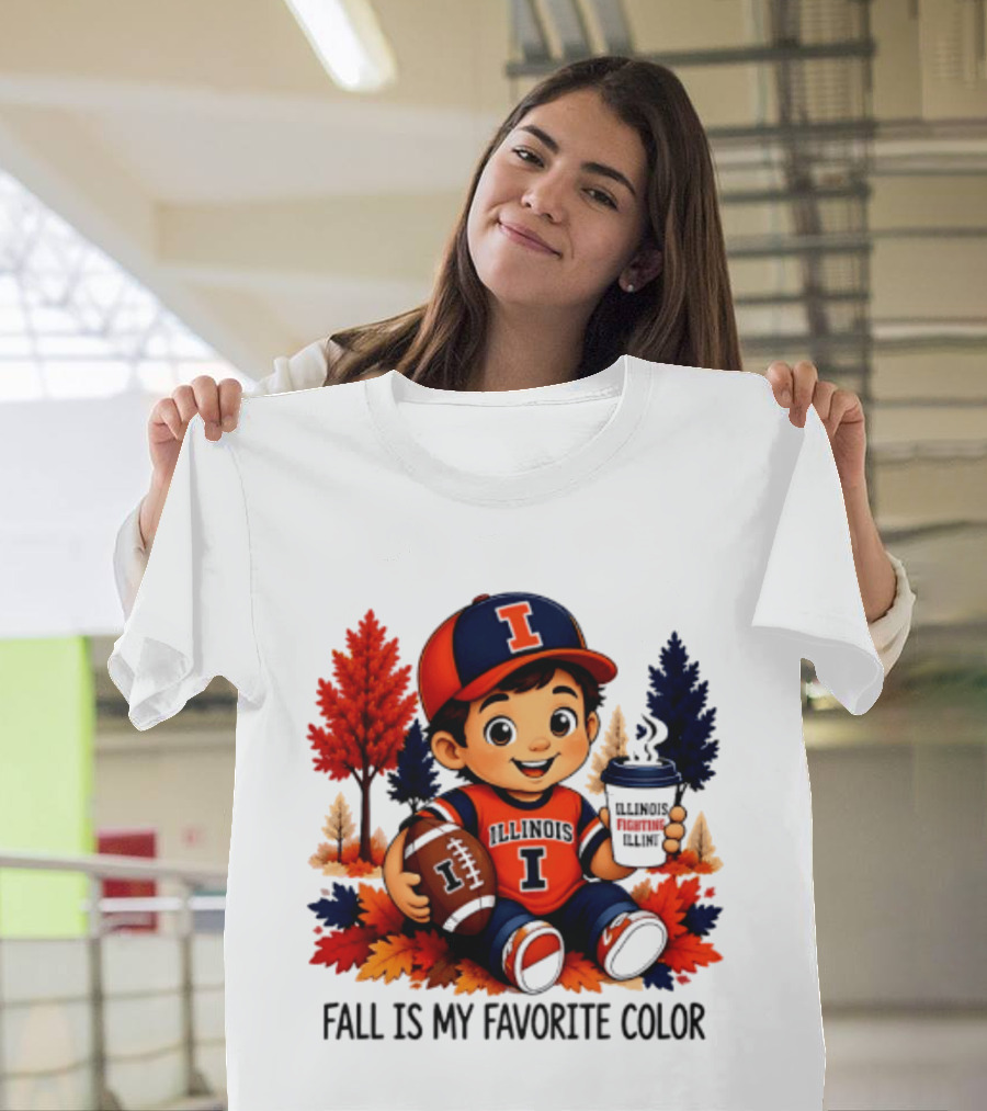 Illinois Fighting Illini Fall Is My Favorite Color Football Kid T-Shirt