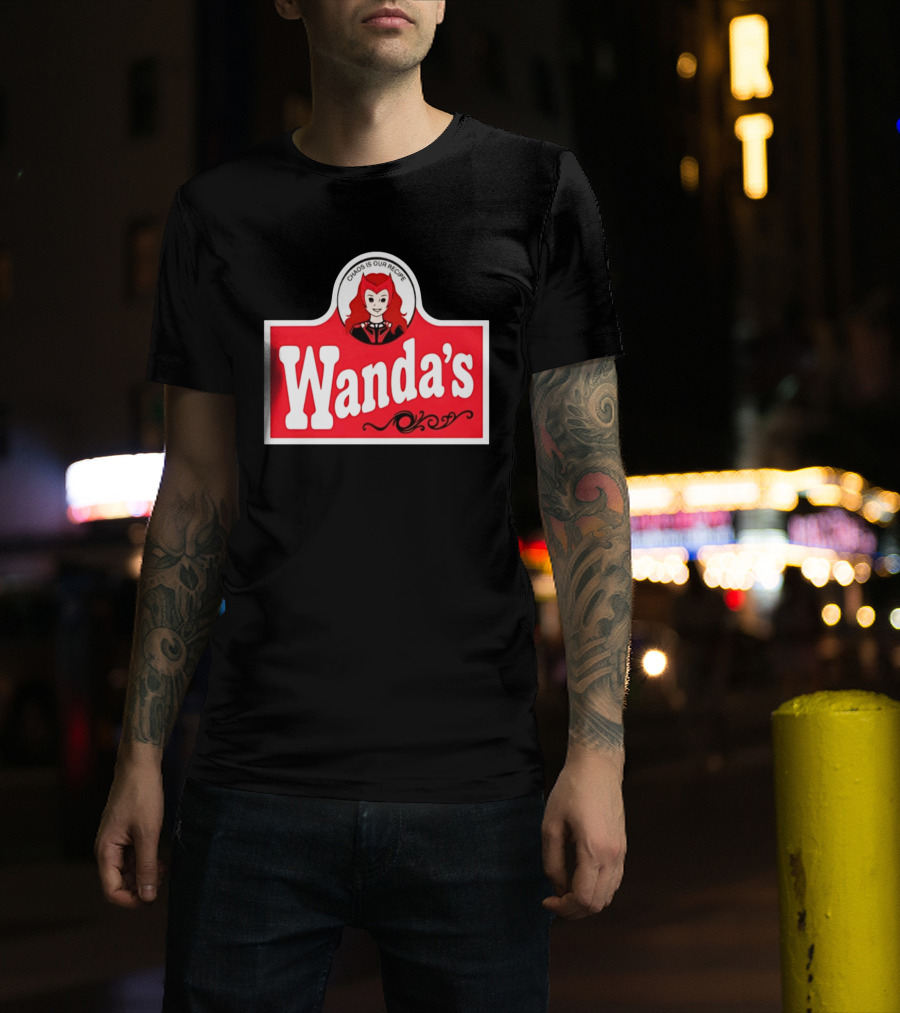 Wanda's Chaos Is Our Recipe Text With Character Graphic And Red T-Shirt