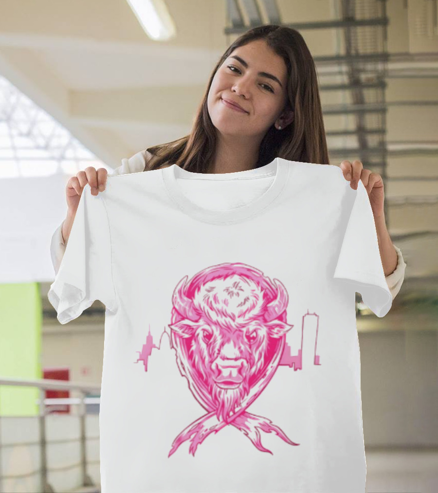 Making Strides 2026 Buffalo Mafia Pink Ribbon Skyline T-Shirt