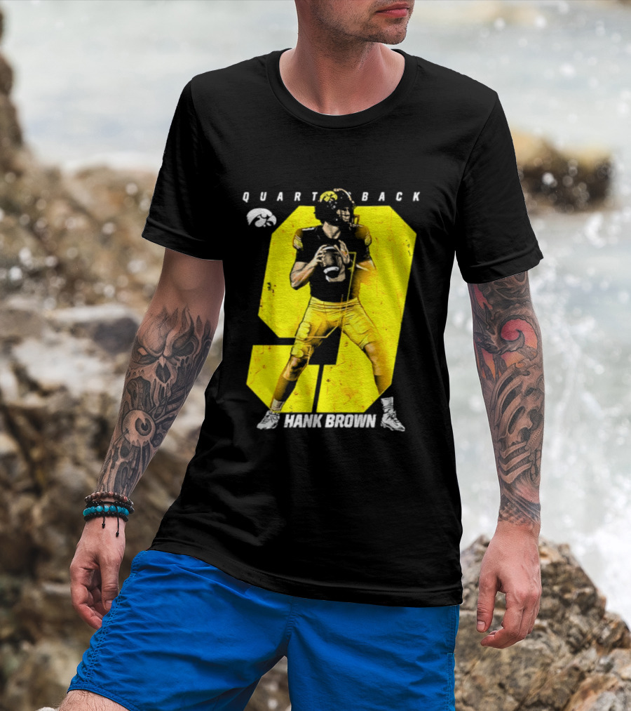 Hank Brown 9 Iowa Hawkeyes NCAA Football Quarterback Player Number T-Shirt
