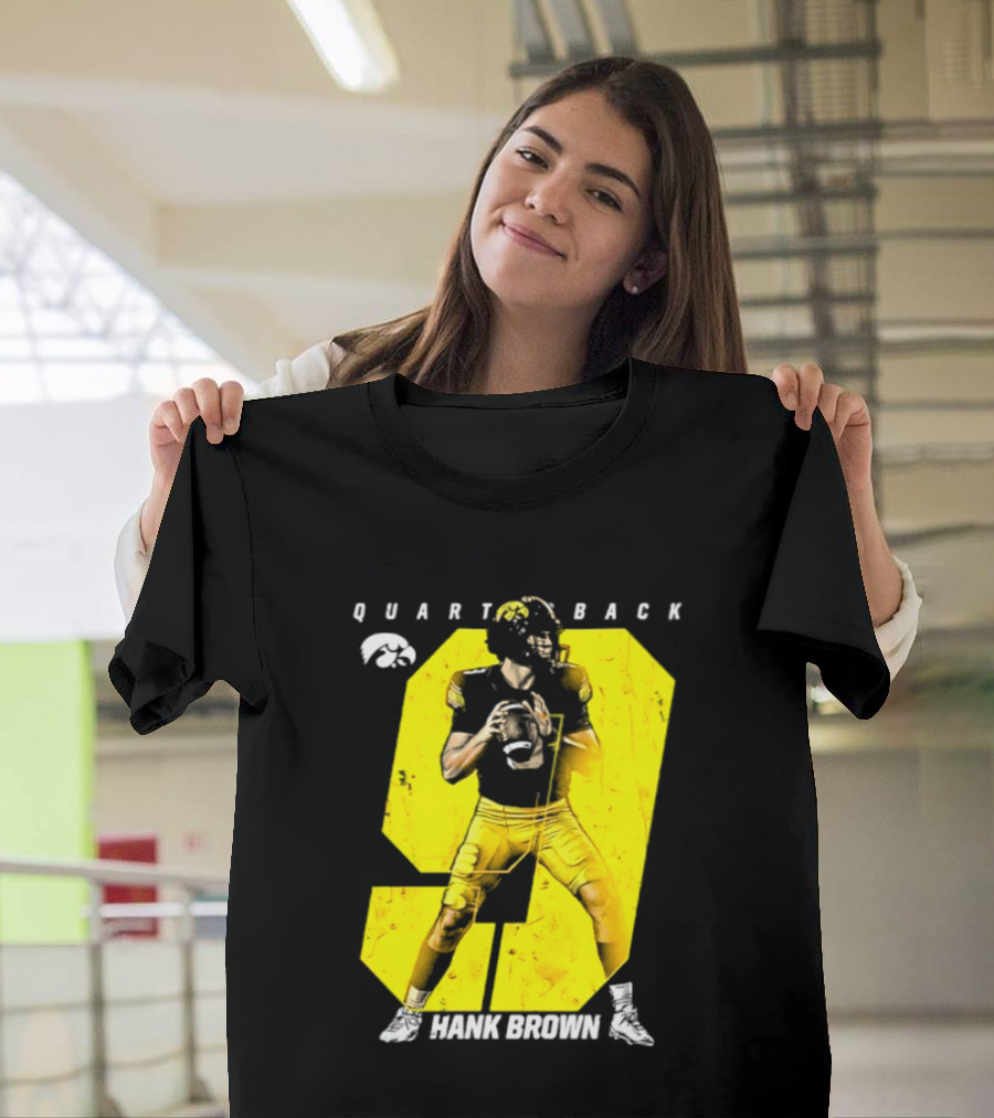 Hank Brown 9 Iowa Hawkeyes NCAA Football Quarterback Player Number T-Shirt