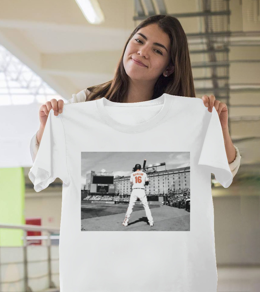 2026 Orioles Trey Mancini Retirement Number 16 Baseball Stadium Scene T-Shirt
