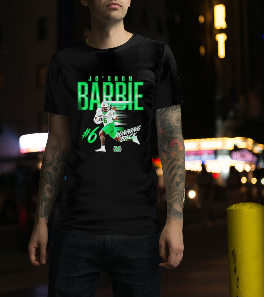 Jo'shon Barbie 6 Marshall Thundering Herd Running Back NCAA Football Player T-Shirt