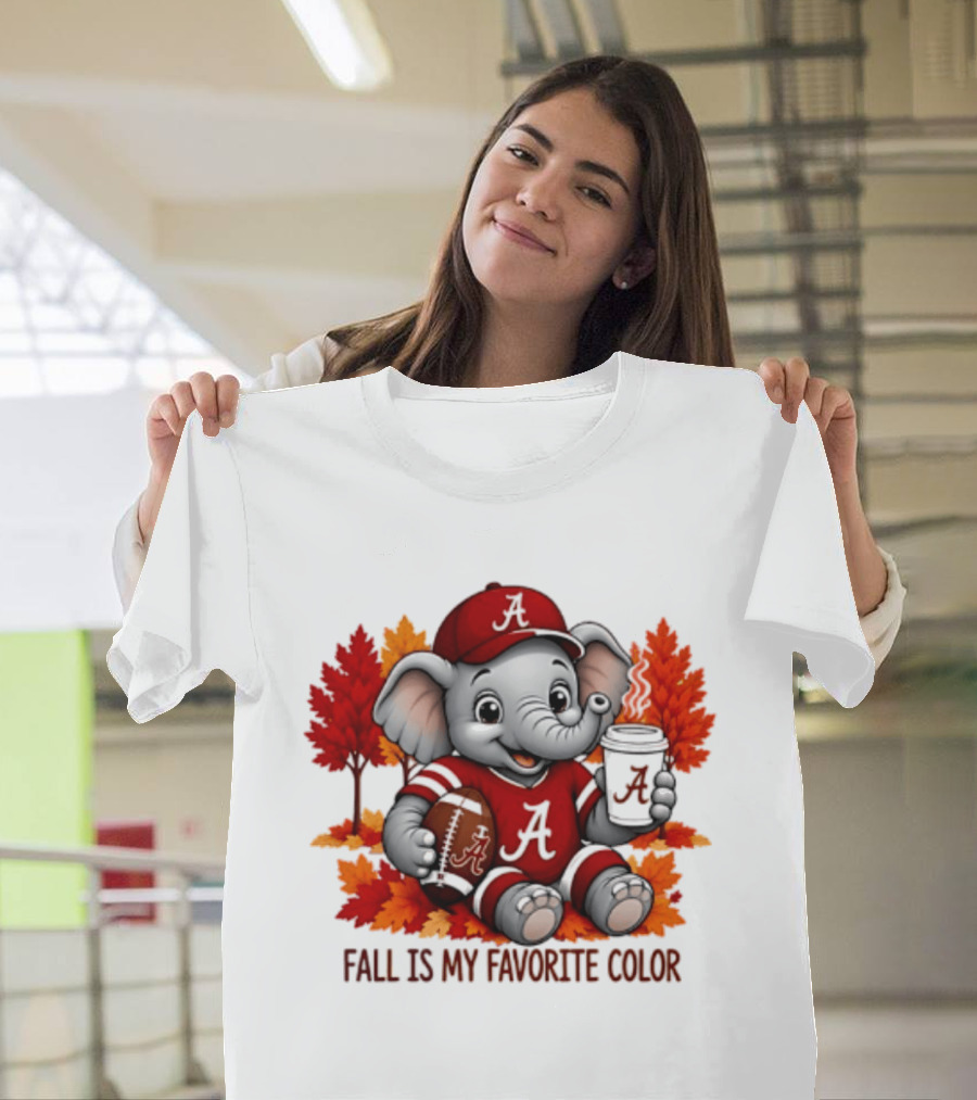 Alabama Crimson Tide Elephant Fall Is My Favorite Color Football Leaves T-Shirt