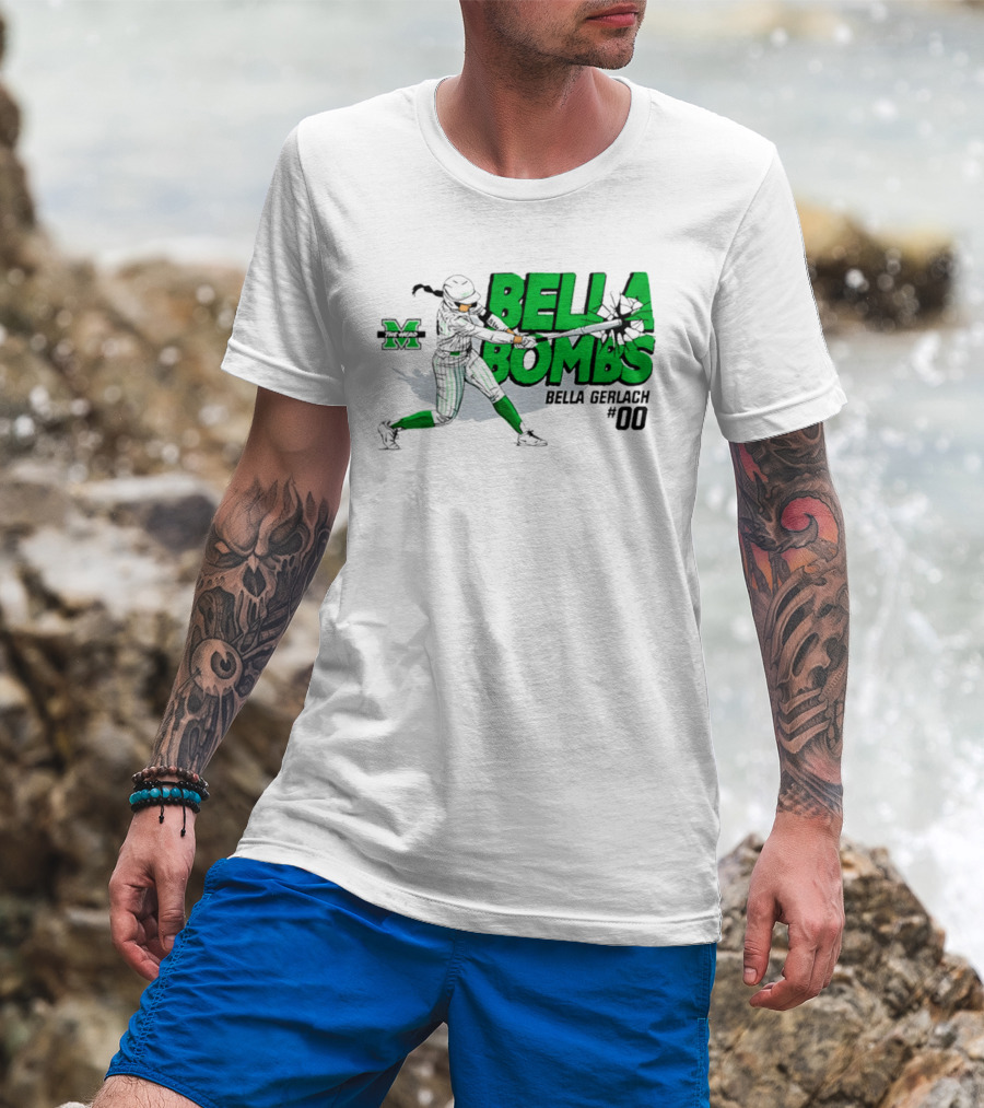 Marshall Thundering Herd Bella Bombs Bella Gerlach #00 NCAA Softball T-Shirt