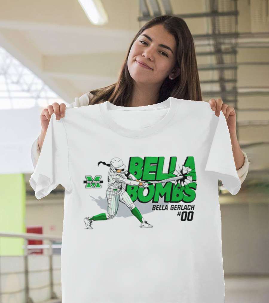 Marshall Thundering Herd Bella Bombs Bella Gerlach #00 NCAA Softball T-Shirt