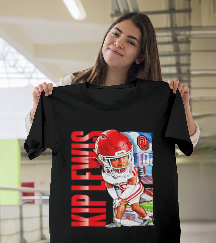 Kip Lewis 10 Oklahoma Sooners NCAA Football Player Caricature T-Shirt