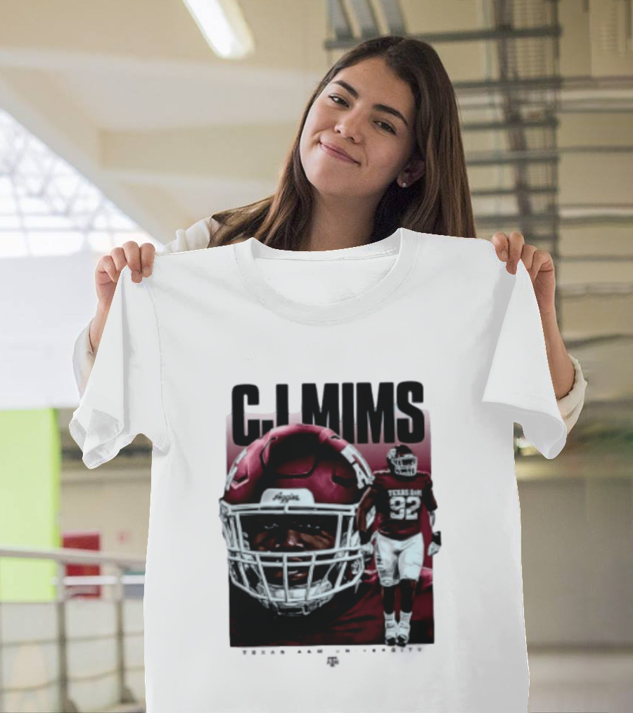 CJ Mims 92 Texas A&M Football NCAA Player T-Shirt