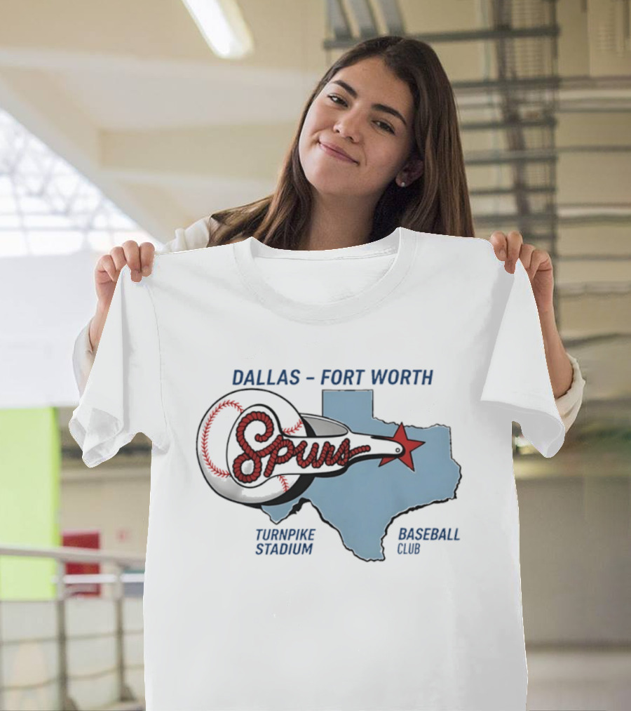 Dallas Fort Worth Spurs Turnpike Stadium Texas Map Baseball Club T-Shirt