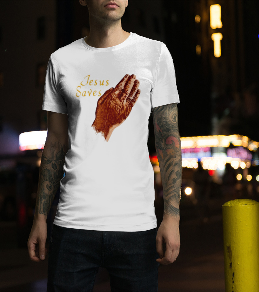 Jesus Saves Praying Hands Religious Faith Christian T-Shirt