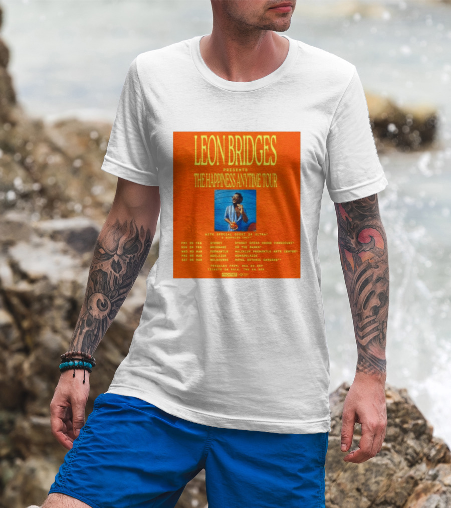 Leon Bridges Presents The Happiness Anytime Tour 2026 With Special Guests Australia Dates T-Shirt