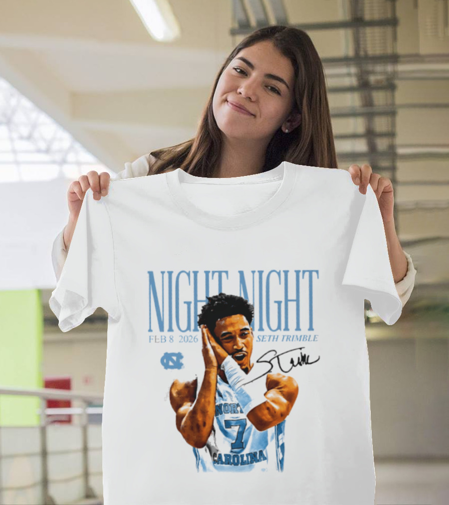 Seth Trimble North Carolina Tar Heels Night Night Feb 8 2026 T-Shirt