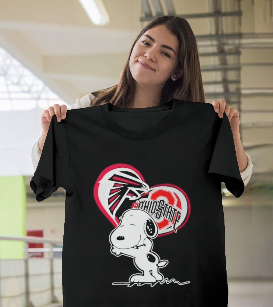 Atlanta Falcons Ohio State Buckeyes Snoopy Peanuts Heart T-Shirt