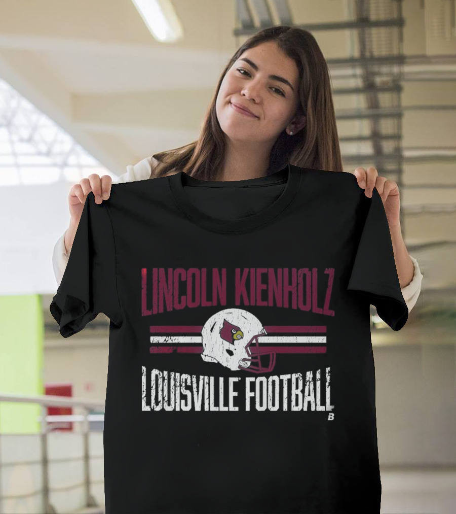 Lincoln Kienholz Louisville Football Cardinal Helmet Hero T-Shirt