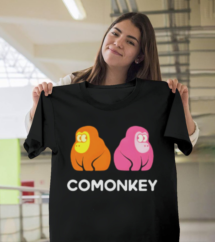 Comonkey Orange Pink Gorilla Ape Minimalist T-Shirt
