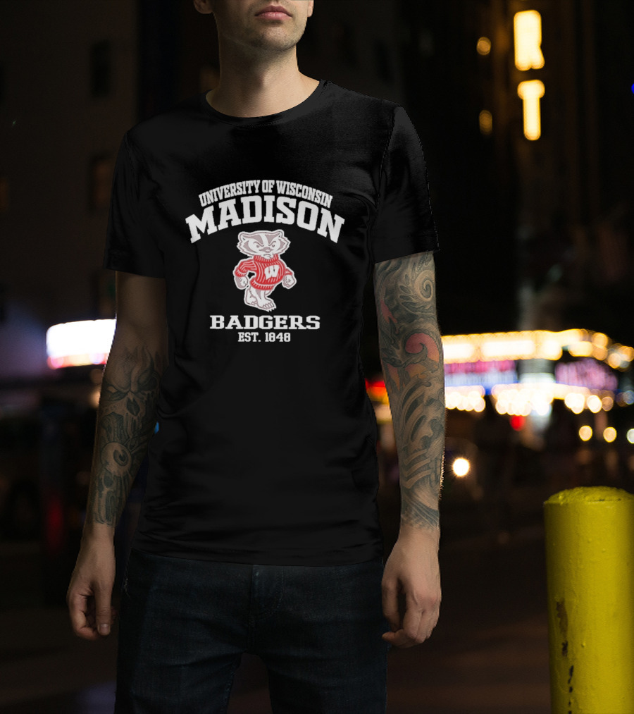 University Of Wisconsin Madison Badgers Est 1848 Vintage Bucky Badger Sweater T-Shirt