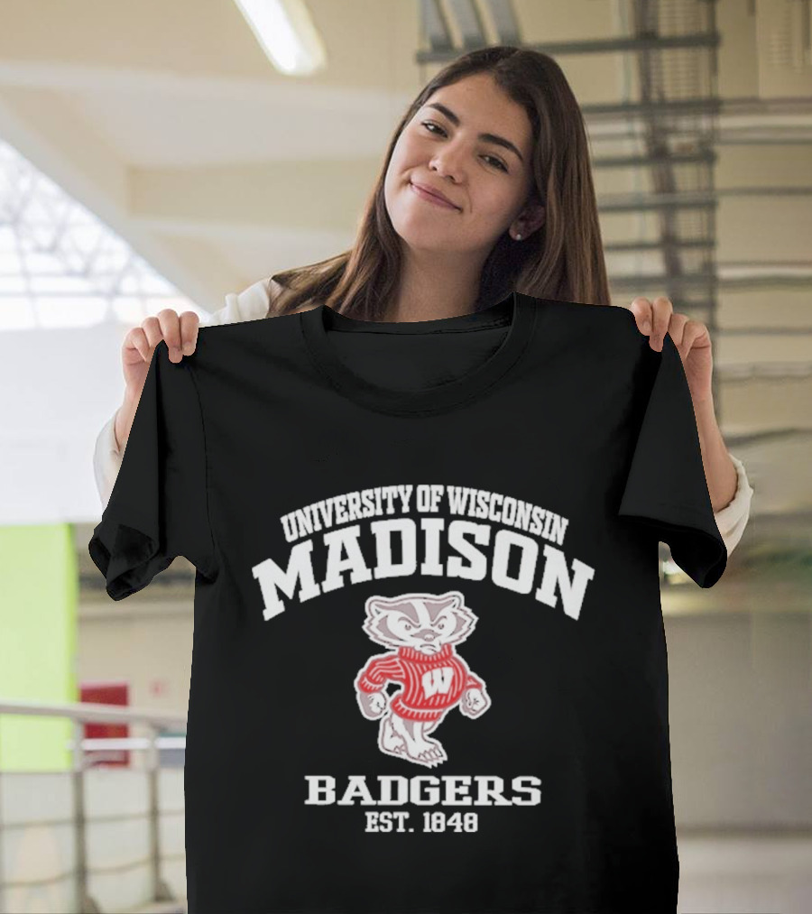 University Of Wisconsin Madison Badgers Est 1848 Vintage Bucky Badger Sweater T-Shirt
