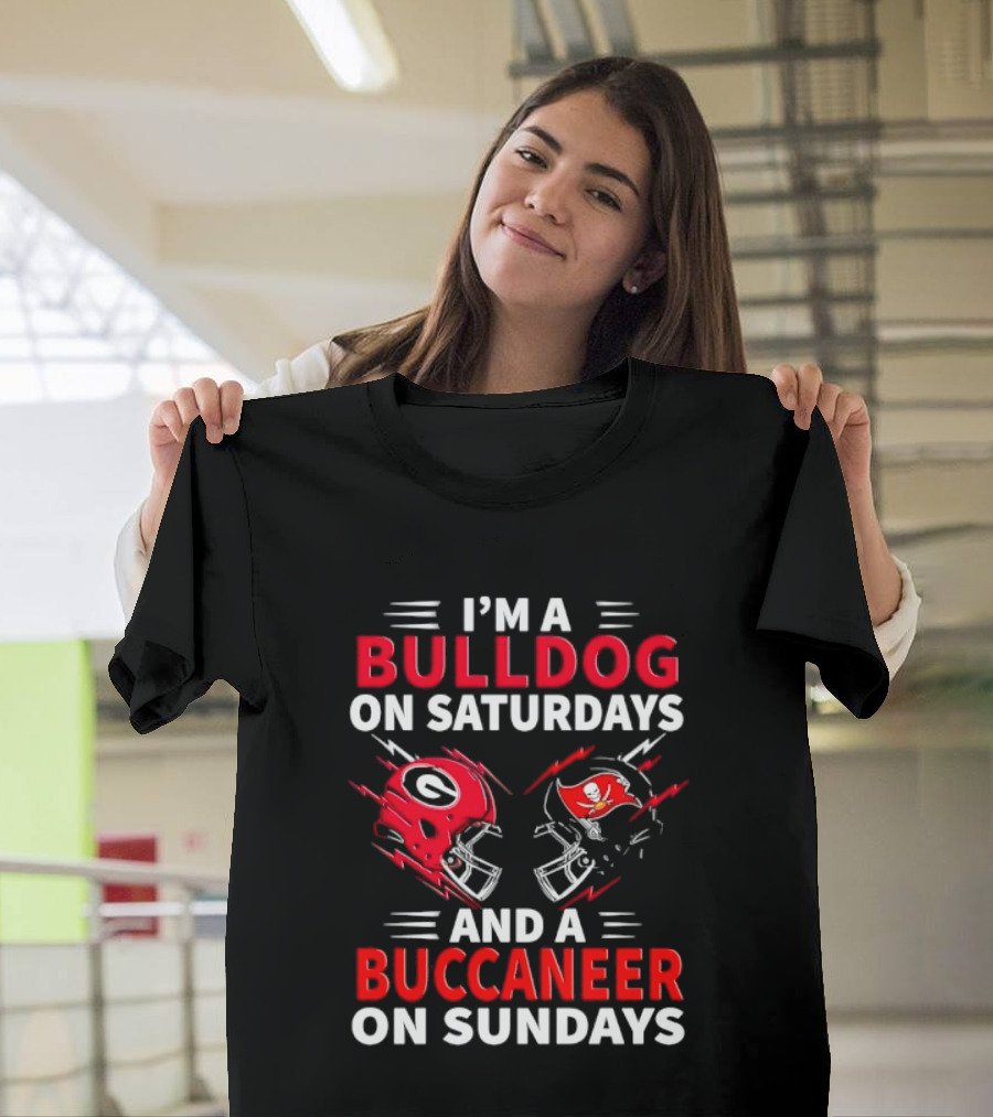Georgia Bulldogs Saturday Tampa Bay Buccaneers Sunday Football Helmets T-Shirt