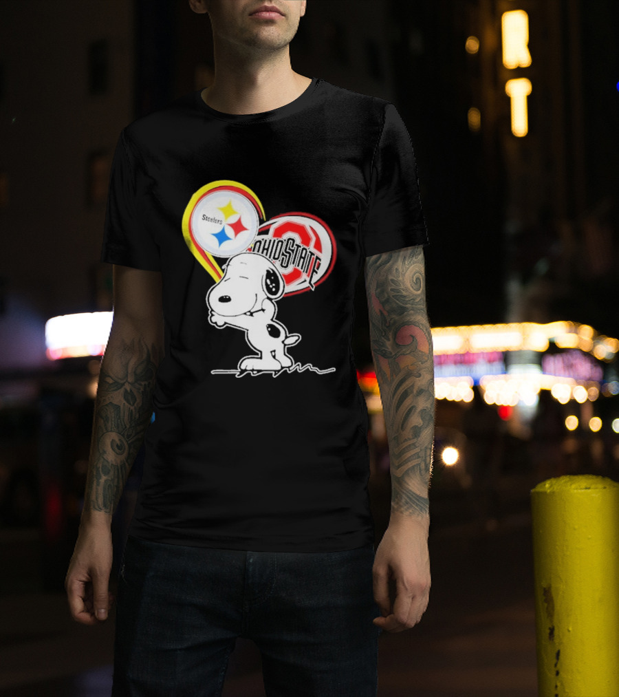 Pittsburgh Steelers Ohio State Buckeyes Snoopy Peanuts Heart T-Shirt