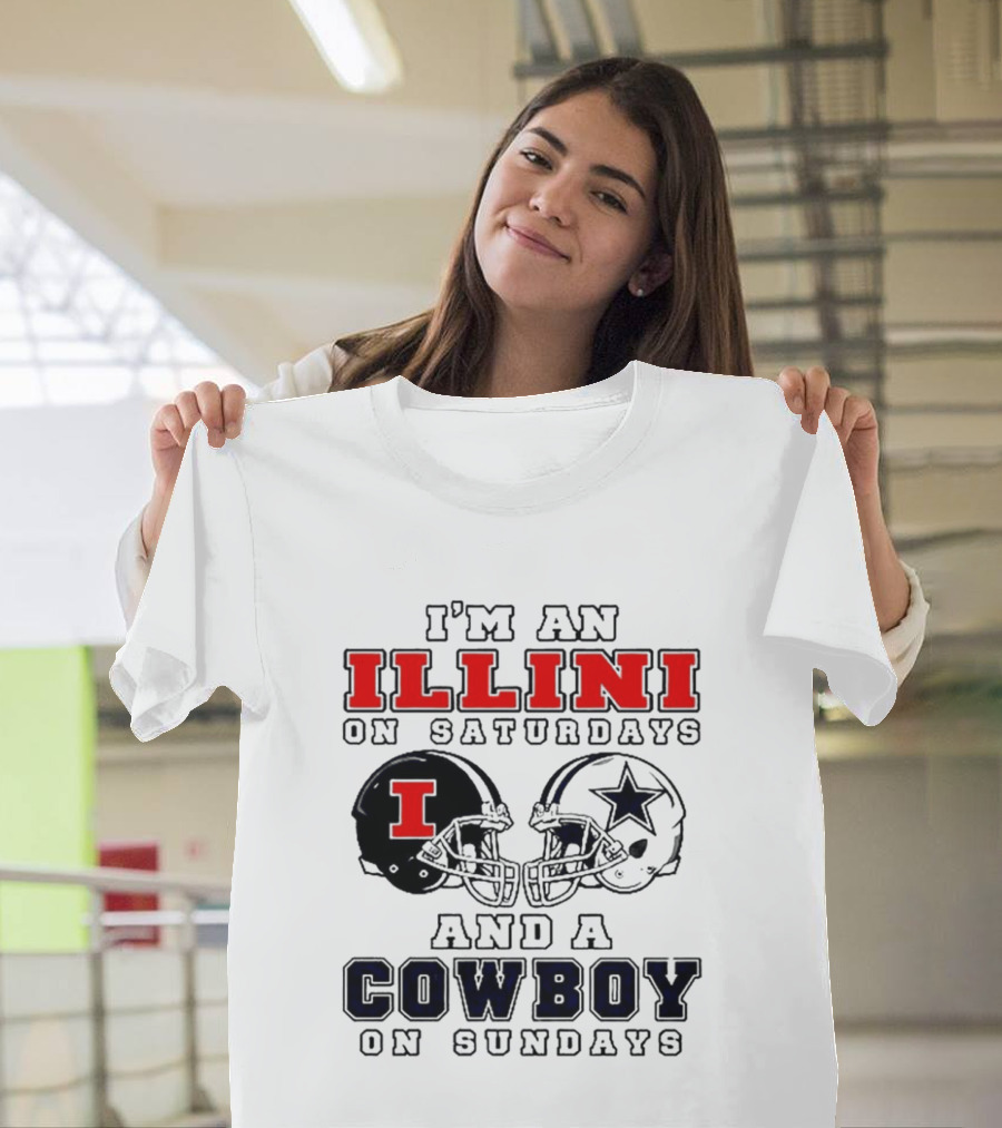 Im An Illini On Saturdays And A Cowboy On Sundays Football Game Day T-Shirt