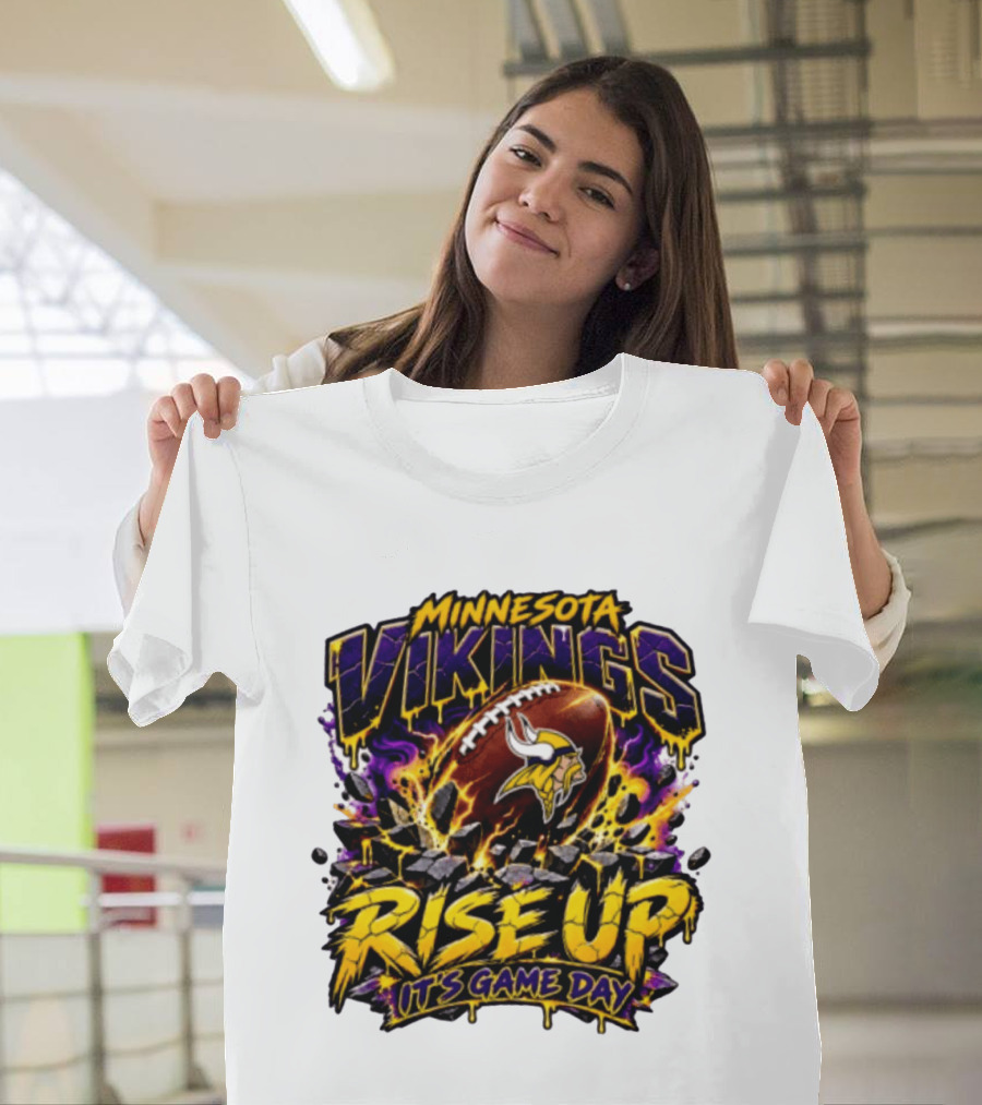 Minnesota Vikings Rise Up It's Game Day Football Vivid Color Explosion T-Shirt