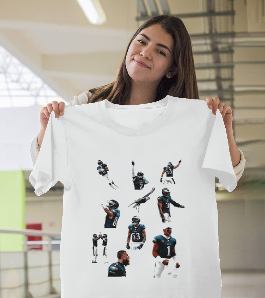 Philadelphia Eagles Dynamic Player Collage Football Action Moments T-Shirt