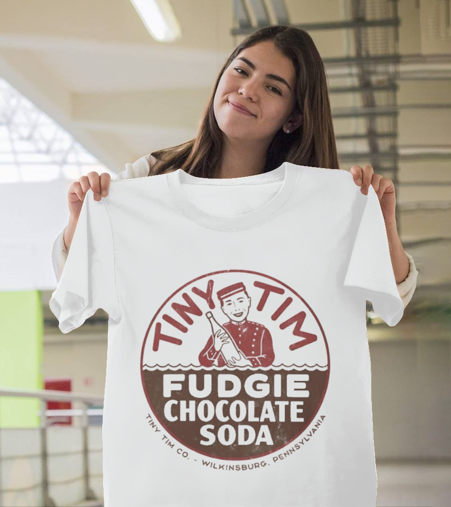 Tiny Tim Fudgie Chocolate Soda Wilkinsburg Pennsylvania Retro Beverage Branding T-Shirt
