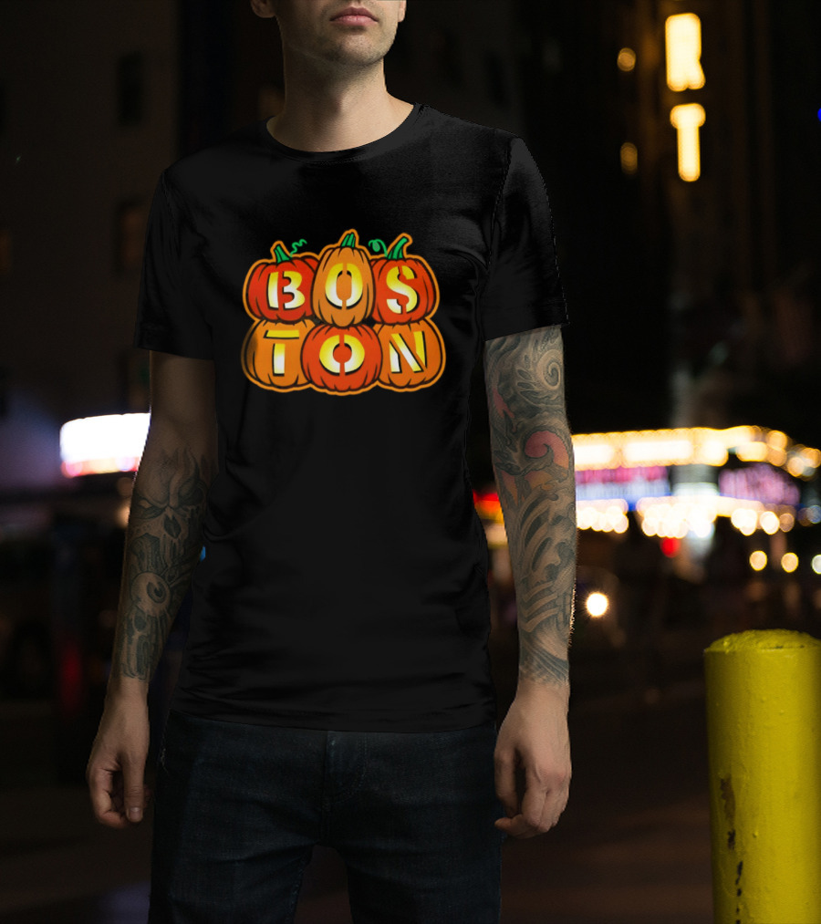 Boston Jack O' Lanterns Halloween Pumpkin Stack T-Shirt