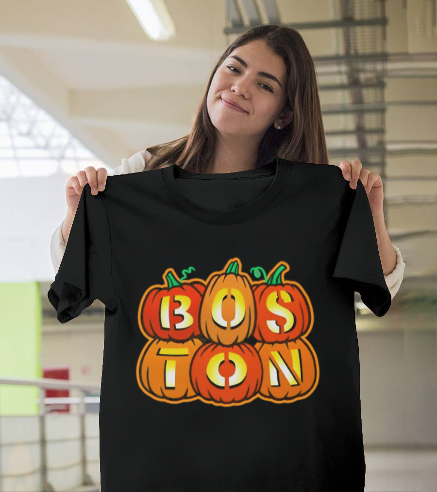 Boston Jack O' Lanterns Halloween Pumpkin Stack T-Shirt