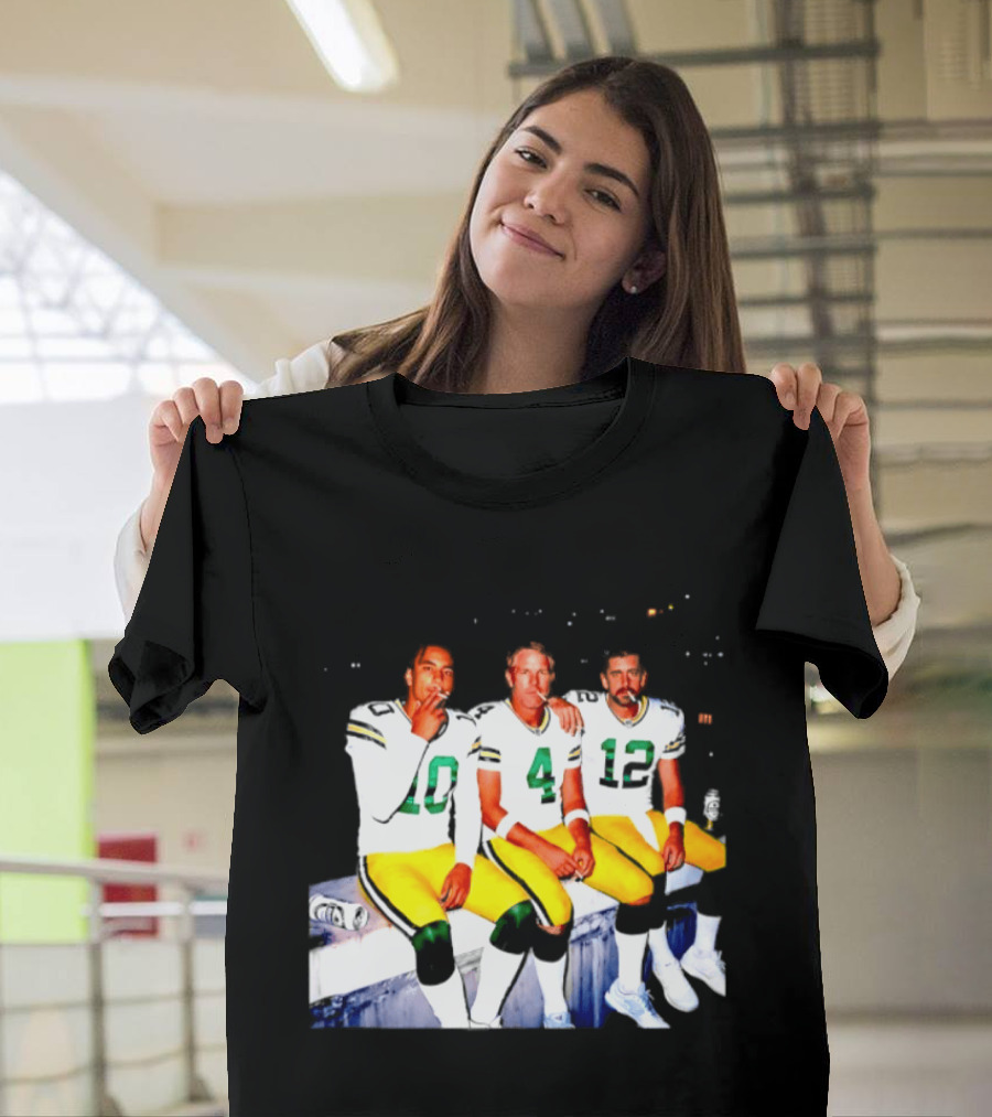 Jordan Love Brett Favre Aaron Rodgers Green Bay Packers Smoking And Beer Celebration T-Shirt