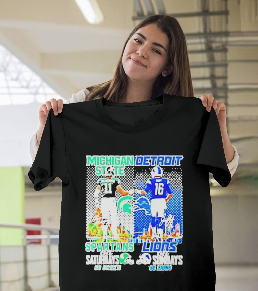 Michigan State Spartans Vs Detroit Lions Go Green Go Lions Football Showdown T-Shirt