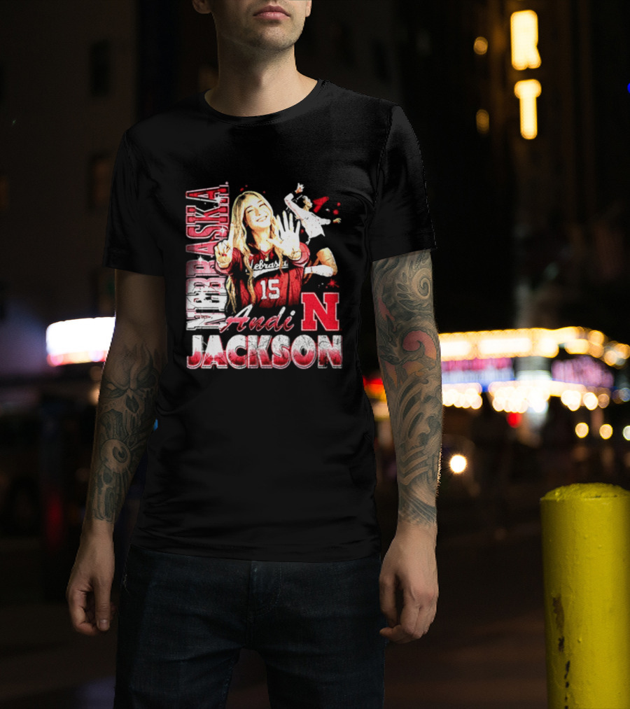 Andi Jackson 15 Nebraska Cornhuskers Collage T-Shirt
