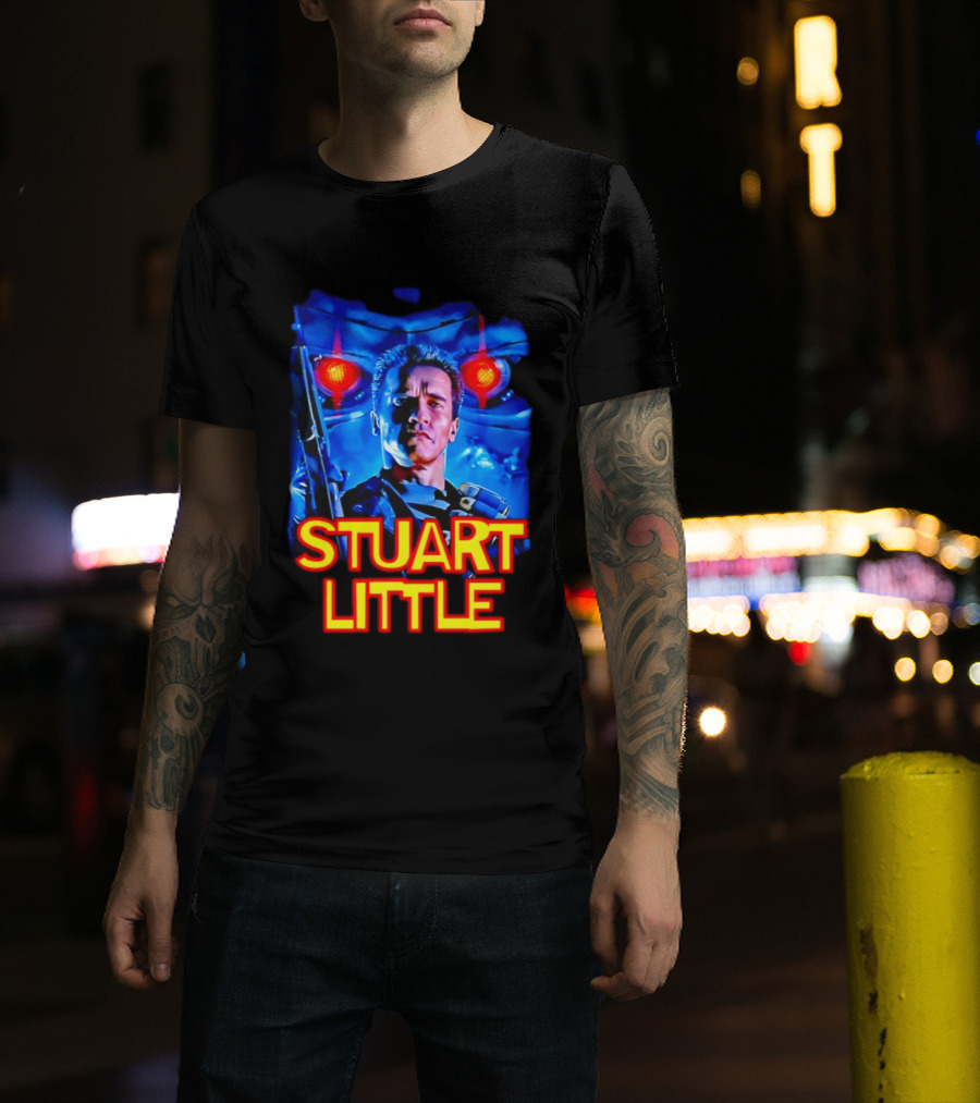 Stuart Little Arnold Schwarzenegger Parody Skynet Cyborg Fusion T-Shirt
