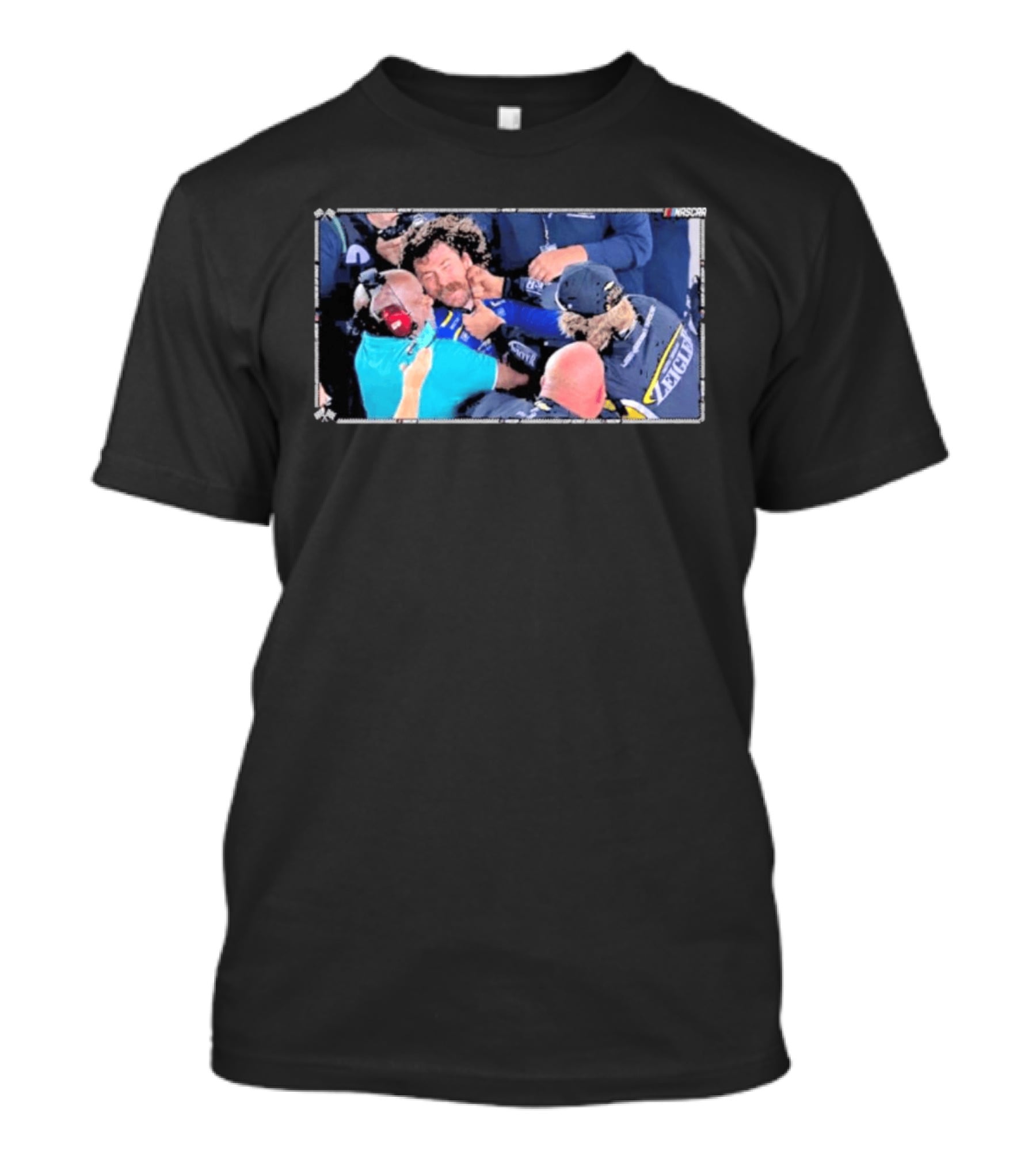 NASCAR Carson Hocevar And Ryan Blaney Confrontation Action Scene T-Shirt