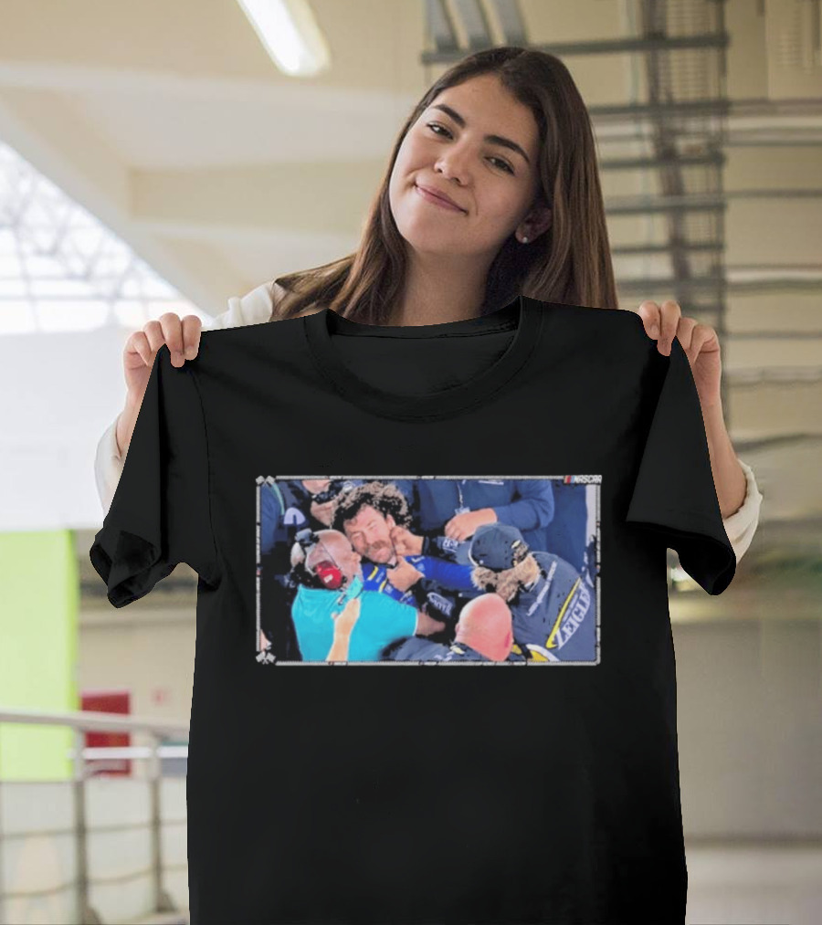 NASCAR Carson Hocevar And Ryan Blaney Confrontation Action Scene T-Shirt