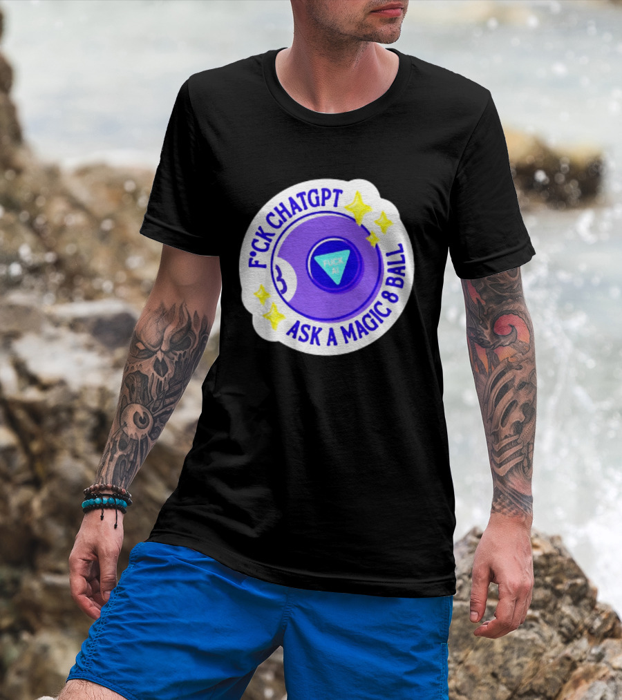 F*ck ChatGPT Ask A Magic 8 Ball F*ck AI Purple With Stars T-Shirt