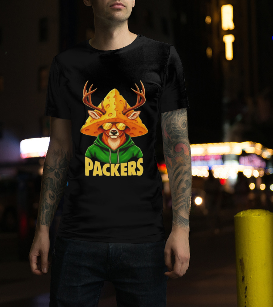 Cheesehead Deer Packers Fan Gear Green Bay Football T-Shirt