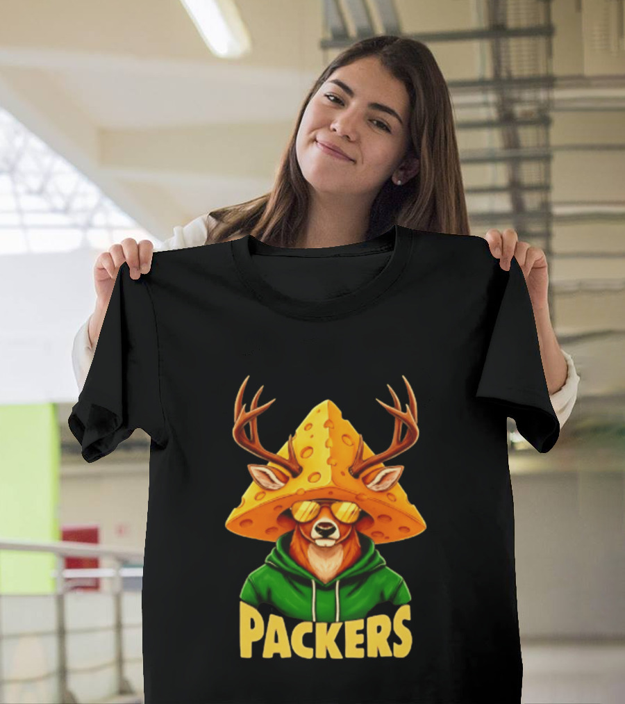 Cheesehead Deer Packers Fan Gear Green Bay Football T-Shirt