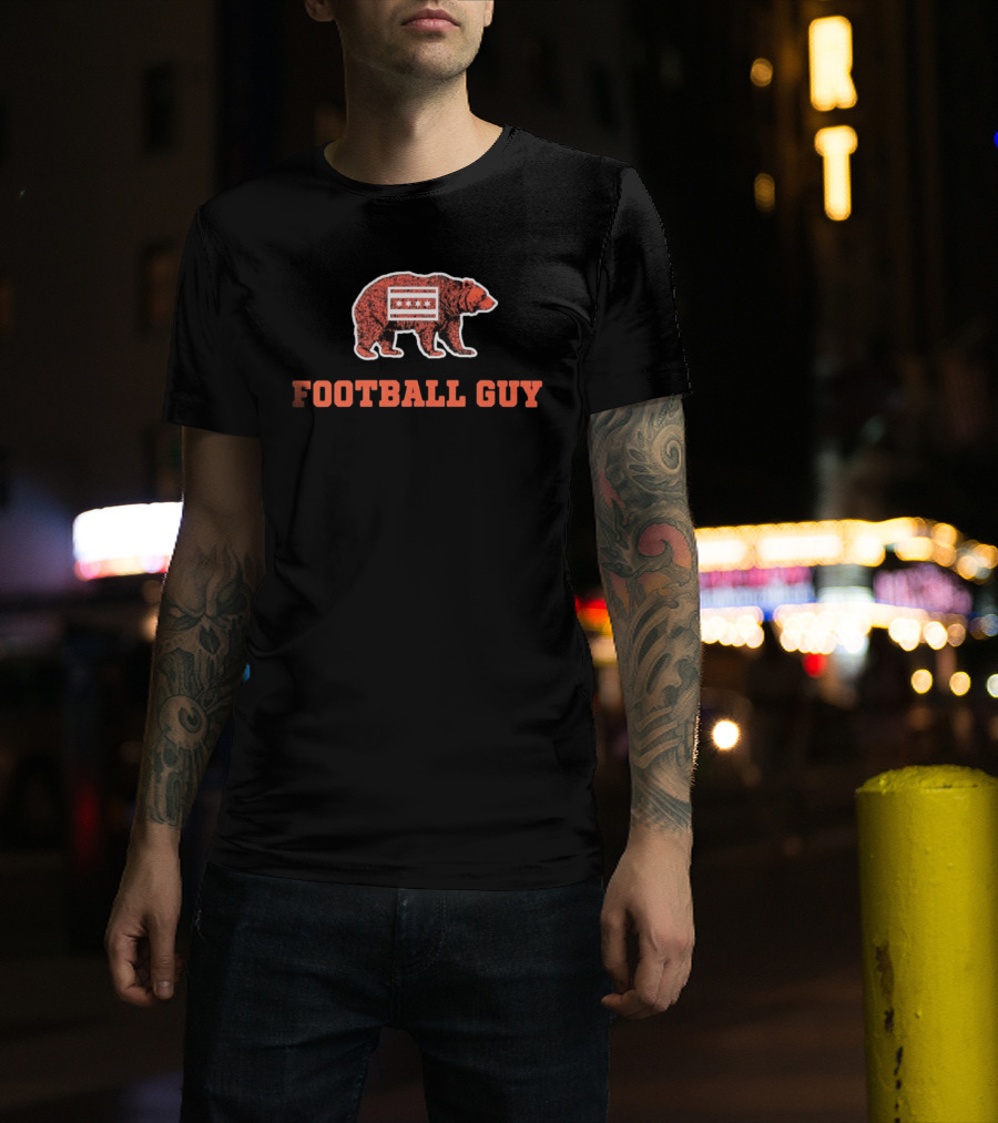 Chicago Bears Football Guy With Chicago Flag And Bear T-Shirt