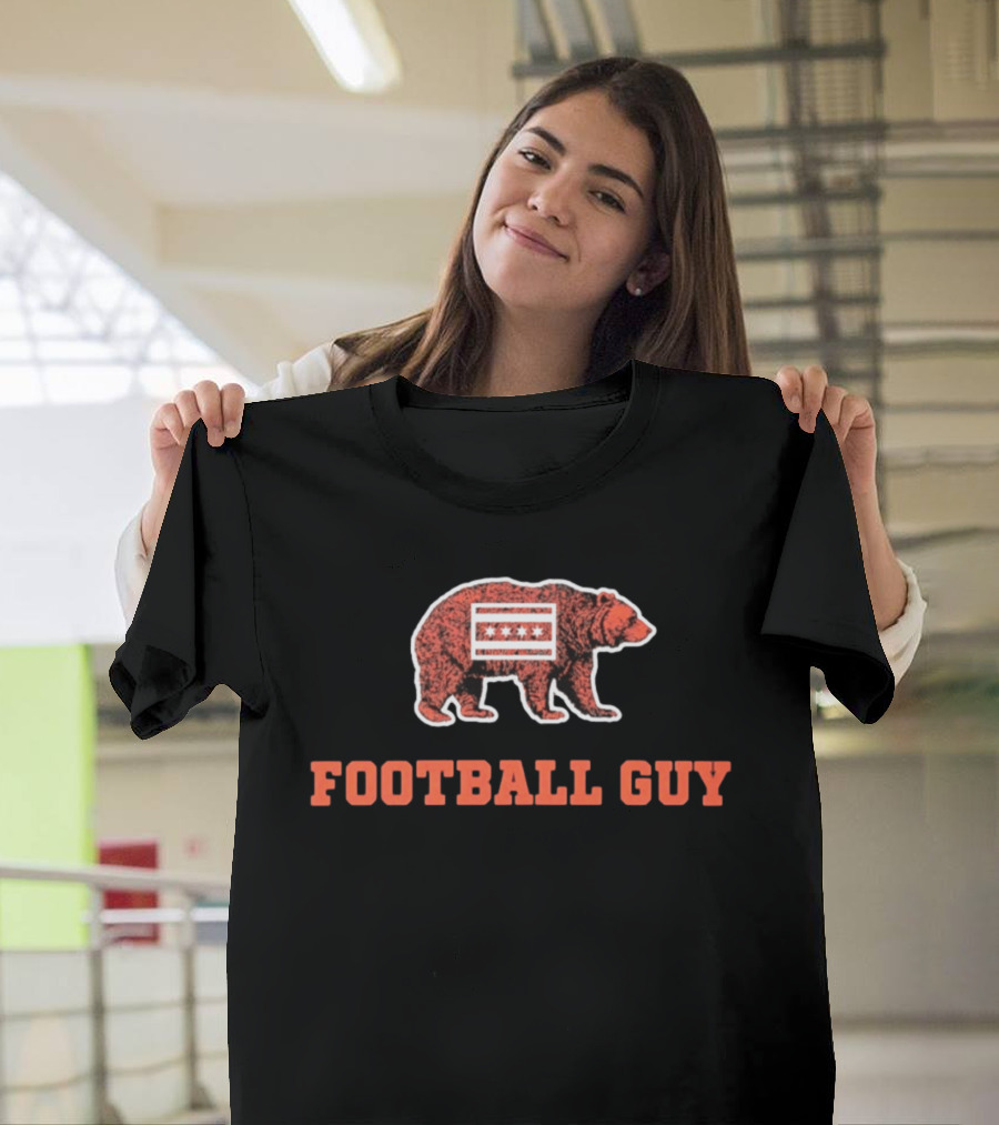 Chicago Bears Football Guy With Chicago Flag And Bear T-Shirt